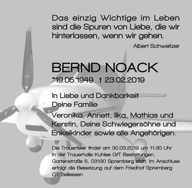 Traueranzeige Bernd Noack