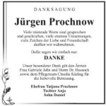 Danksagung Jürgen Prochnow