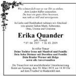 Traueranzeige Erika Quander, geb. Ganigk