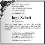Danksagung Inge Scheit geb. Kuschereitz