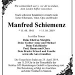 Traueranzeige Manfred Schiemenz