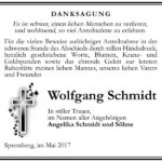 Danksagung Wolfgang Schmidt