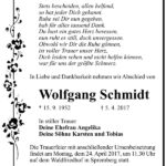 Traueranzeige Wolfgang Schmidt