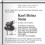 Traueranzeige Karl Heinz Stein