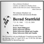 Traueranzeige Bernd Stuttfeld