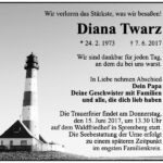 Traueranzeige Diana Twarz
