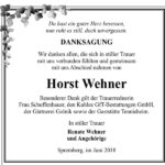 Danksagung Horst Wehner