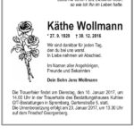 Traueranzeige Käthe Wollmann