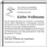 Danksagung Käthe Wollmann