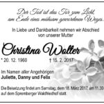 Traueranzeige Christina Wolter