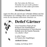 Traueranzeige Detlef Gärtner