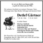 Traueranzeige Detlef Gärtner