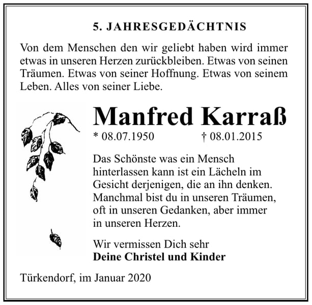 Jahresgedenken Manfred Karraß