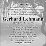 Danksagung Gerhard Lehmann