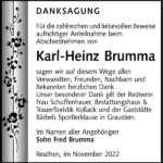 Danksagung Karl-Heinz Brumma