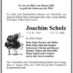 Traueranzeige Joachim Scholz