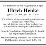 Traueranzeige Ulrich Henke