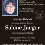 Jahresgedenken Sabine Jaeger