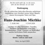 Traueranzeige Hans-Joachim Miethke