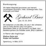 Traueranzeige Gerhard Baer