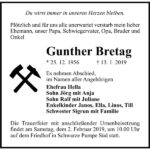 Traueranzeige Gunther Bretag