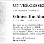 Jahresgedenken Günter Buchholz