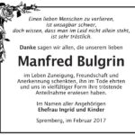 Danksagung Manfred Bulgrin
