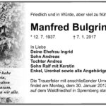 Traueranzeige Manfred Bulgrin