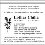 Traueranzeige Lothar Chilla