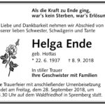 Traueranzeige Helga Ende, geb. Hottas