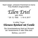Traueranzeige Ellen Ertel, geb. Kühn