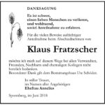 Danksagung Klaus Fratzscher