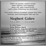 Traueranzeige Siegbert Gehre