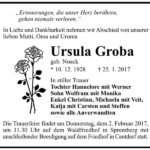 Traueranzeige Ursula Groba, geb. Noack
