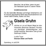Danksagung Gisela Gruhn