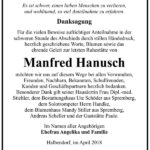 Danksagung Manfred Hanusch