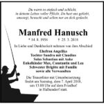 Traueranzeige Manfred Hanusch