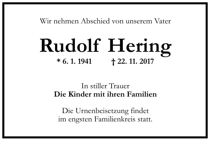 Traueranzeige Rudolf Hering