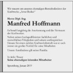 Traueranzeige Manfred Hoffmann