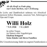 Traueranzeige Willi Holz