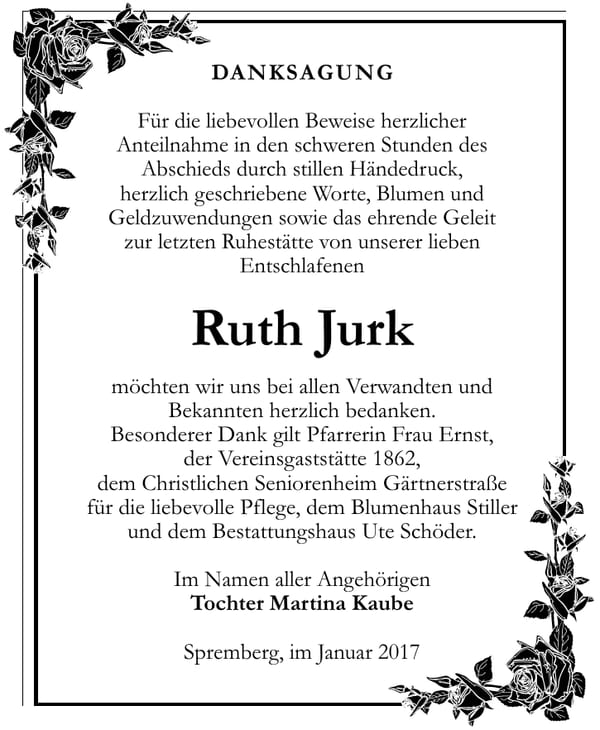 Danksagung Ruth Jurk