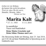 Traueranzeige Marita Kalt