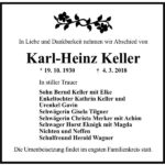 Traueranzeige Karl-Heinz Keller