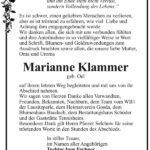 Danksagung Marianne Klammer, geb. Oel