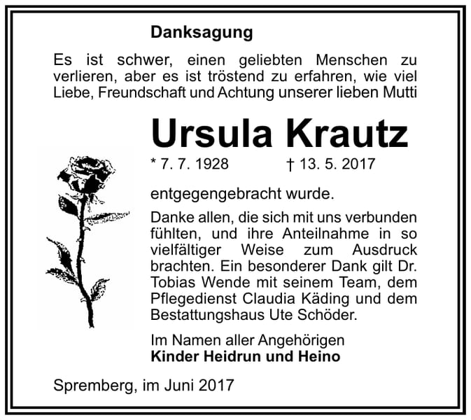 Danksagung Ursula Krautz