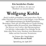 Danksagung Wolfgang Kuhla