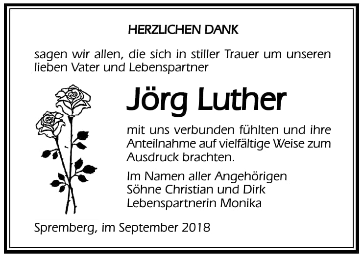 Danksagung Jörg Luther