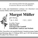 Traueranzeige Margot Müller, geb. Herzog