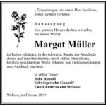 Traueranzeige Margot Müller