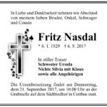 Traueranzeige Fritz Nasdal